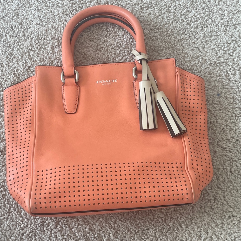 Coach Orange Perforated Satchel